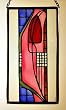 Charles Rennie Mackintosh Tulip and Lattice Pink Panel in Stained Glass