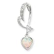 Sterling Silver Created Opal & CZ Heart Slide