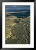 Aerial View of Chaco Canyon, Pueblo Bonito is Seen to the Left Collections Framed Photographic Poster Print by Ira Block, 28x38