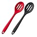 Silicone Nonstick Slotted Spoons Set 2, BPA Free and FDA Grade,High Heat Resistant, Hygienic Design Cooking Baking Spoons Set for Stirring, Mixing and Serving,Red and Black