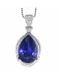 18K White Gold Tanzanite and Diamond Pendant -- LIFETIME WARRANTY