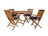 IMAGE OF Teak Octagonal Dining Folding Table & Armchairs Set (5 Pcs) - Outdoor Patio Furniture