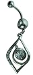 White Crystal CZ Dangle Belly Button Navel Ring Bar Silver - Chandelier Style Belly Button - Eyes Swirl