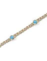 14kt Yellow Gold Round Blue Topaz Bracelet