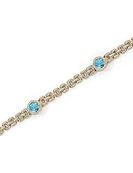 14kt Yellow Gold Round Blue Topaz Bracelet