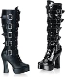 Electra-2042 Knee High Platform Boot With Lace Up Front and Buckle Sides