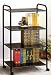 Bookcase/Book Shelf in Black Metal Frame with 4 Tires of Shelving on Casters