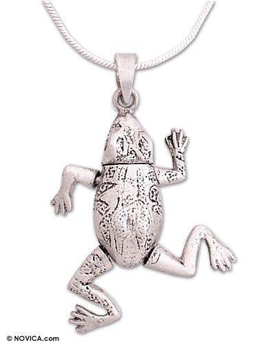 Necklace, 'Frog Prince' 17.7 L