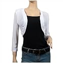 Plus Size White 3/4 Sleeve Cropped Bolero Shrug