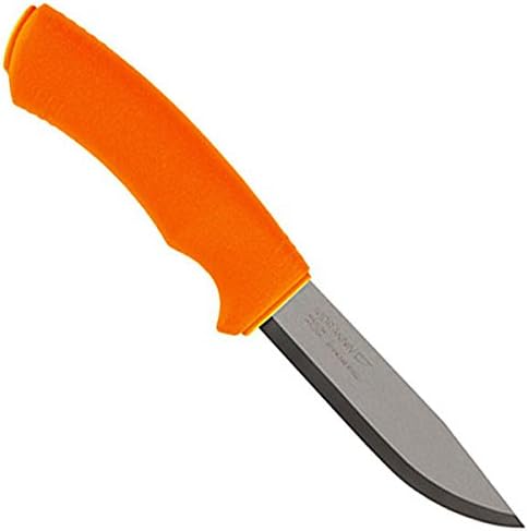 Bushcraft Survival, Orange Rubber Handle, Plain w/Sheath Camping,Hiking,Travel
