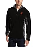 MLB Men's San Francisco Giants Fast Athletic Long Sleeve 1/4 Zip Micro Chiller Fleece, Black/Storm Gray, Medium