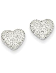 14k White Gold AA Diamond Heart Post Earrings