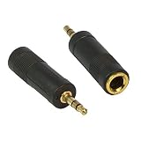 3.5mm Stereo Jack Plug To 6.3mm Stereo Socket - Gold