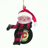 Pack of 4 NHL Calgary Flames Hockey Puck Snowman Christmas Ornaments 2.75"