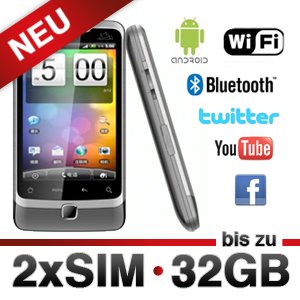 SMARTPHONE A5000 DUALSIM mit ANDROID 2.2 + Gratis SCHUTZ-TASCHE (3,5