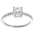 Silvertone Cushion-cut and Round-cut Cubic Zirconia Ring