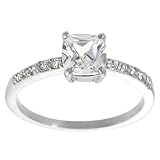 Tressa Silvertone Cushion-cut and Round-cut Cubic Zirconia Ring