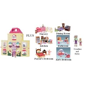 Loving Family Twin Time Dollhouse Superset with Basic Dollhouse and Its Accessories Plus... by Loving Family
