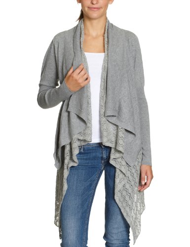 Oui Damen Strickjacke 24993, Gr. 36, Grau (light grey-grey 0929) Preisvergleich