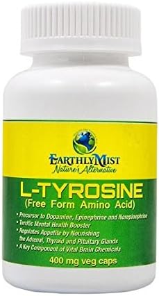 Earthly Mist L-Tyrosine 90 Veggie 400mg Capsules Free Form Amino Acid