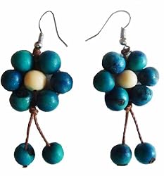 Handmade Acai Seeds Earrings - South American Fresh Teal