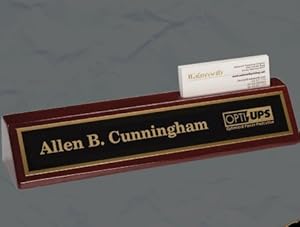 Personalized Business Desk Name Plate with Card Holder - Includes Engraving