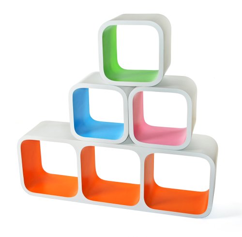 Azar 300400 Inter-Stackable Designer Cube Shelves, 4-Piece Set