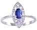 14K Yellow or White Gold Diamond and Petite Oval Gemstone Engagement Ring-Blue Sapphire-full, half sizes from 5-8.5