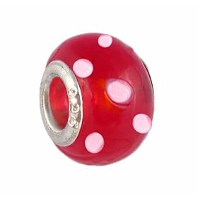 Pandora Style Charm Bead (Z125) Murano Style / Lampwork Glass (14mm x 10mm) (fits Troll too)