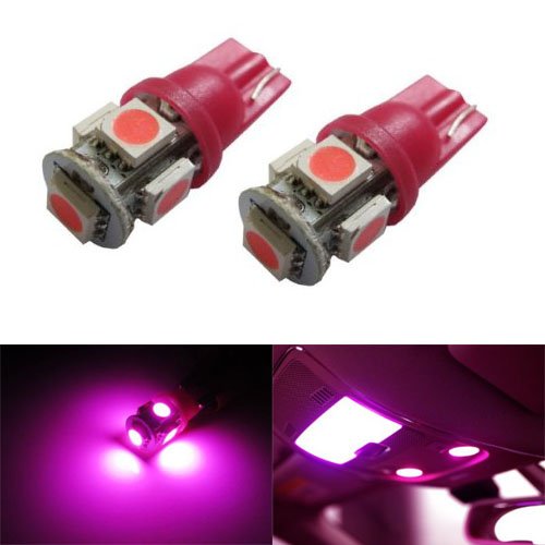 iJDMTOY 5-SMD 168 194 2825 T10 LED Car Interior Map Dome Light Bulbs, Magenta Pink