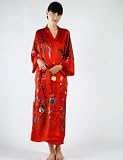 Silk Kimono Robe -- Grace -- Women's Kimono in Red, 100% Silk Hand Painted (One Size)