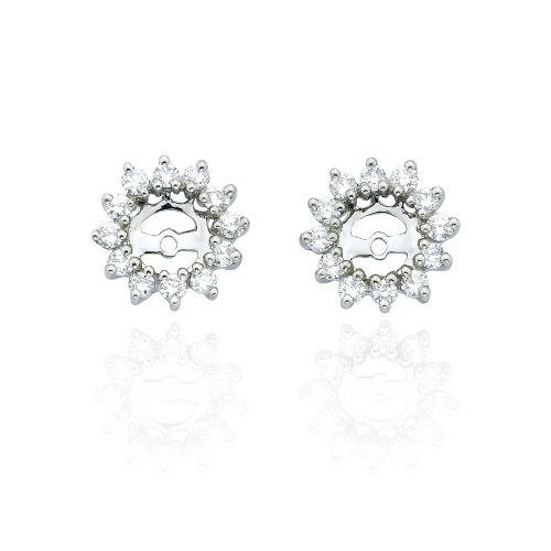 10k White Gold Diamond Earring Jackets for 1/4 Carat Stud Earrings (1/5 cttw, J-K Color, I2-I3 Clarity)
