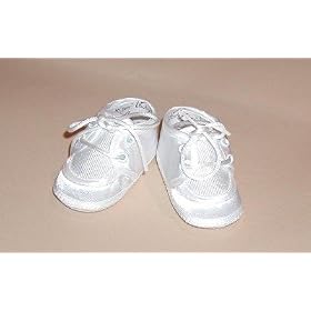Baby Deer White Satin Preemie Shoes - up to 6 lbs