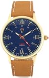 Swiss Emporio Men's Quartz Swiss Made Watch with Blue Dial Analogue Display and Brown Leather Strap SE03Blgl10