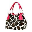 Fuchsia Giraffe Designer Inspired Animal Print Handbag Purse Bag Tote