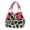 Fuchsia Giraffe Designer Inspired Animal Print Handbag Purse Bag Tote
