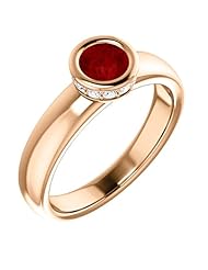 10K Rose Gold 5.00mm Round Cut Chatham Created Ruby and Diamond Ring -- LIFETIME WARRANTY