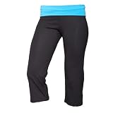 Solid Black With Electric Blue Waist Practice Capris for Women and Girls, Adult Sizes