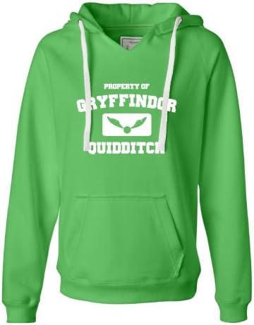 Medium Lime Womens Property Of Gryffindor Quidditch Deluxe Soft Fashion Hooded Sweatshirt Hoodie