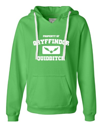Medium Lime Womens Property Of Gryffindor Quidditch Deluxe Soft Fashion Hooded Sweatshirt Hoodie