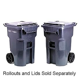 Rollout Trash Container, 95 Gallon, Gray RUB9W2200GRAY
