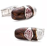 Brown Cigar Sterling & Enamel Cufflinks
