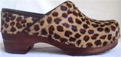 Sanita Shoes on Women   S Safari Collection Leopard Wooden Clogs   Sanita   Shoes