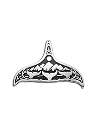 Sterling Silver AK Whale Night Northwest Coast Native American Necklace Pendant. Made in USA.