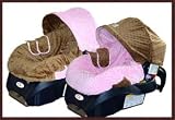 Infant Car Seat Cover Pink & Brown Minky