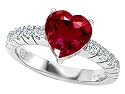 2.35 cttw 925 Sterling Silver 14K White Gold Plated Lab Created Heart Shape Ruby Engagement Ring - gold-plated