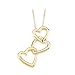 14K Yellow Gold Linked Hearts Pendant with Chain