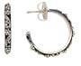Sterling Silver Small Lotus w/ Granulated Hoop Earrings by Lois Hill