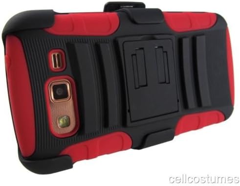 Black & Red Heavy Duty Rugged Armor Hybrid Case Cover w/ Belt Clip Holster for Samsung Galaxy Grand 2 G7102/G7105 [In CellCostumes Retail Packaging]