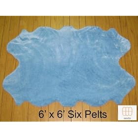 Faux Sheepskin Fur Pelt 6' x 6' (BLUE)